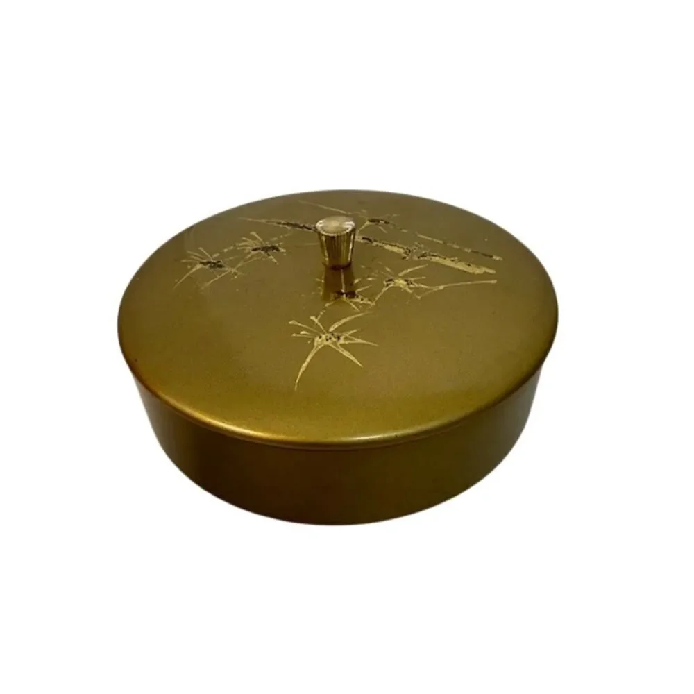 Vintage 1970s Otagiri gold lacquerware lidded bowl 7